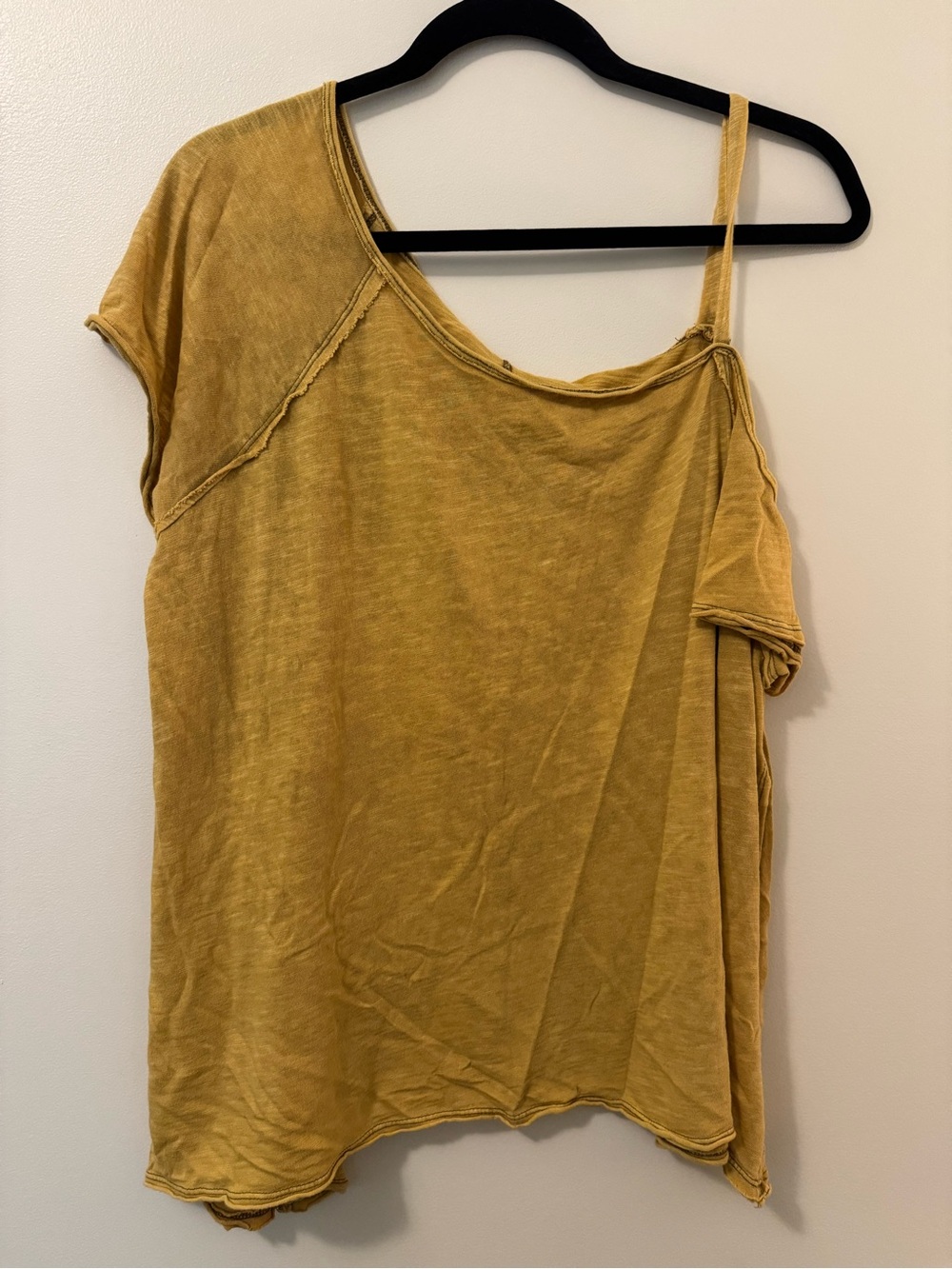 We The Free Washed Mustard Asymmetrical Tank Top